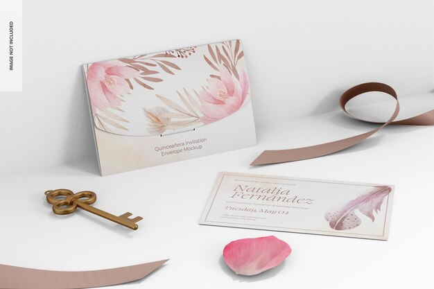 Quinceanera invitation envelopes mockup