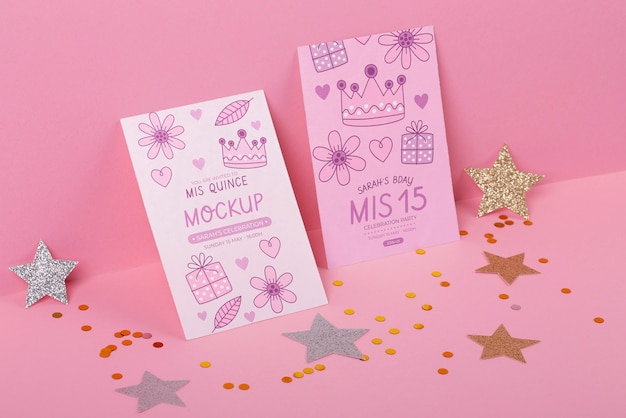 Quinceanera invitation mockup design
