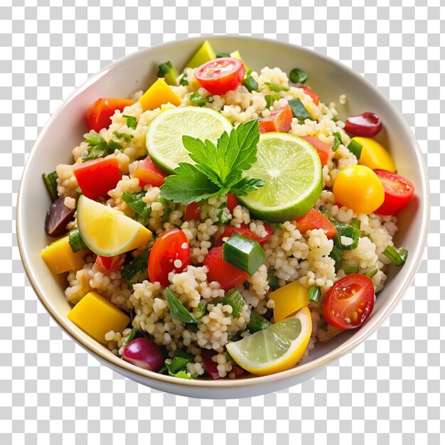 PSD quinoa salad on bowl on transparent background