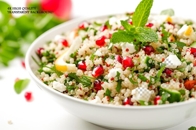 PSD quinoa salad featuring pomegranate arils fresh m on transparent background