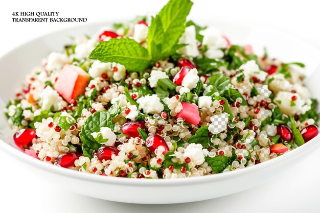 PSD quinoa-salade met groene granaatappels op een doorzichtige achtergrond