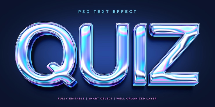 PSD quiz 3d style text effect
