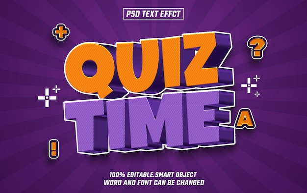 quiz game editable text font effect 3d text for title