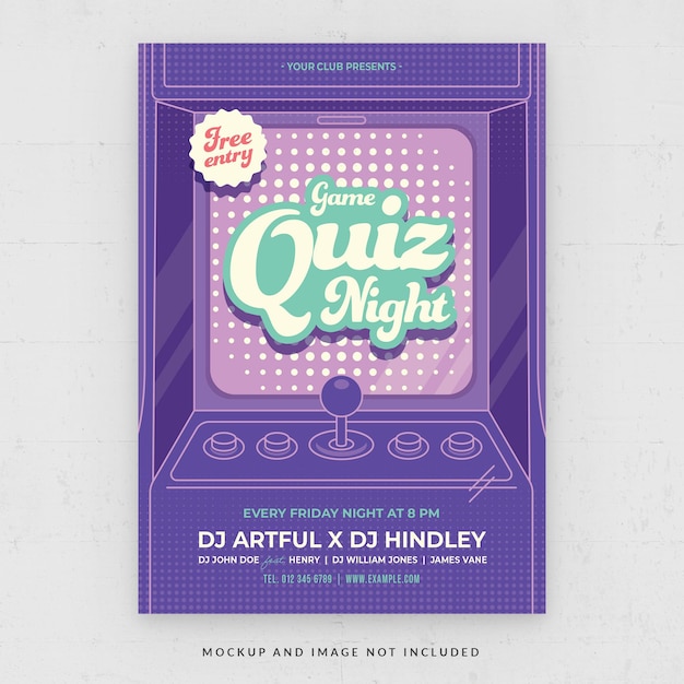 Premium PSD Quiz Game Night Brain Teaser Event Flyer Template in PSD Premium PSD Quiz Game Night Brain Teaser Event Flyer Template in PSD
