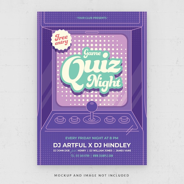 PSD quiz game night brain teaser event flyer template in psd