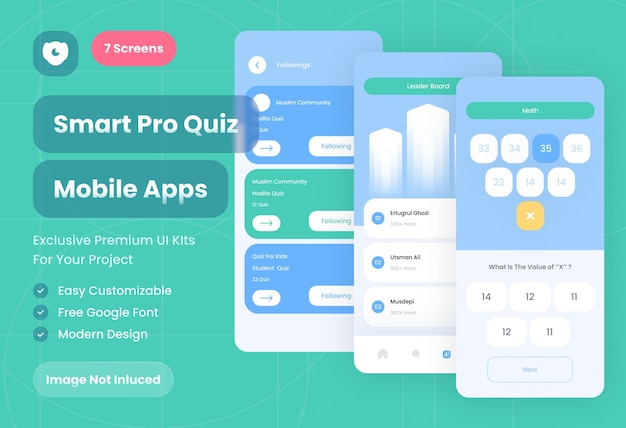 PSD quiz mobile apps ui kit template