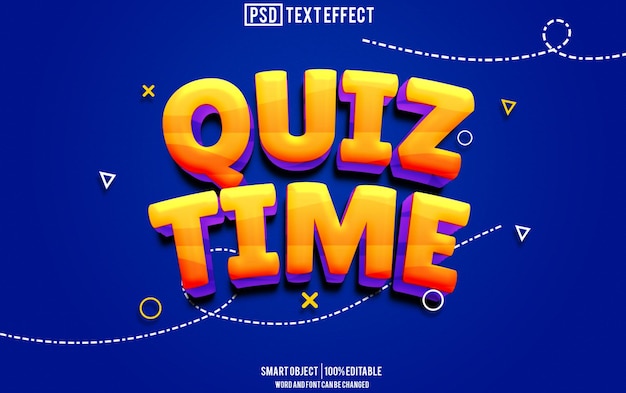 quiz time text effect font editable typography 3d text
