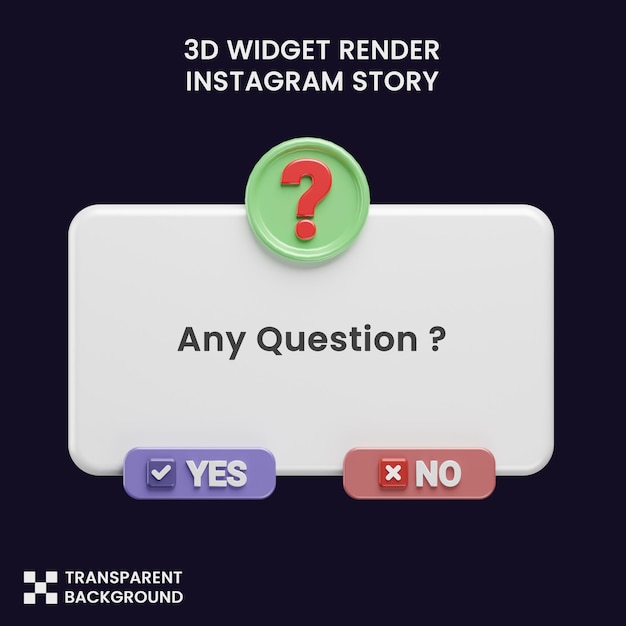 PSD 3dレンダリングのクイズウィジェットinstagramストーリー