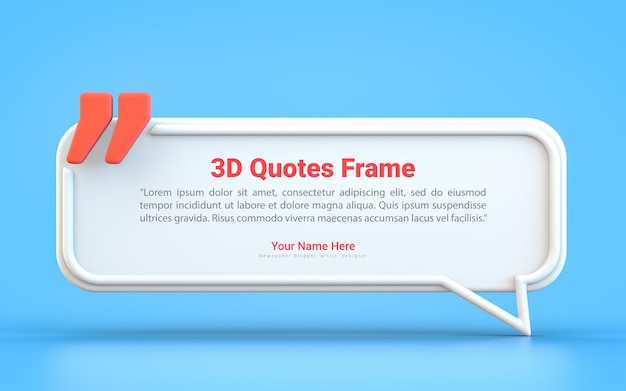 quote box frame background empty space blogging template 3d render concept for texting