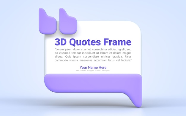 quote box frame background empty space blogging template 3d render concept for texting