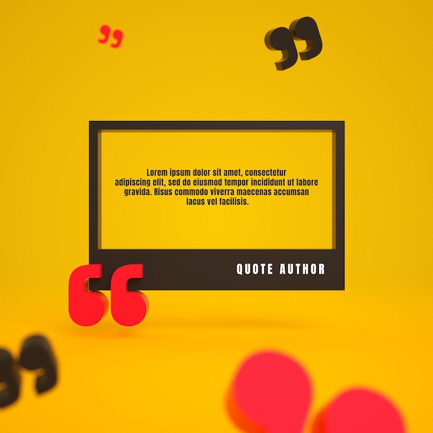 PSD quote testimonial web template design with speech bubble or box and editable text for social media