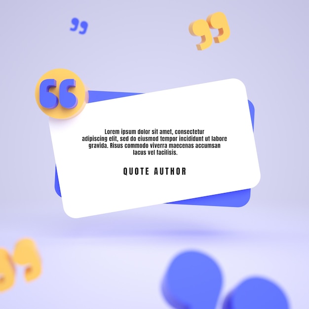 Quote testimonial web template design with speech bubble or box and editable text for social media