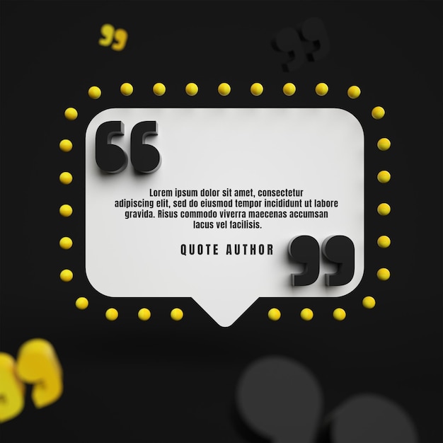 Quote testimonial web template design with speech bubble or box and editable text for social media