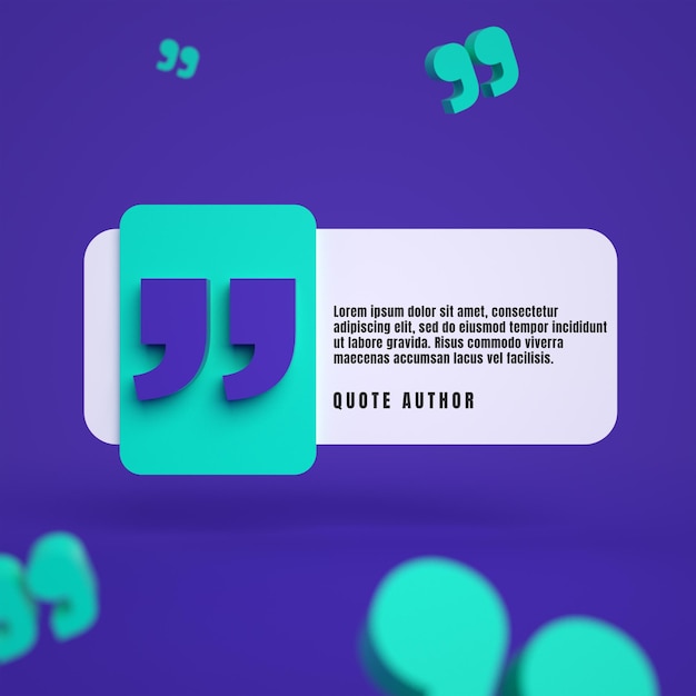 quote testimonial web template design with speech bubble or box and editable text for social media