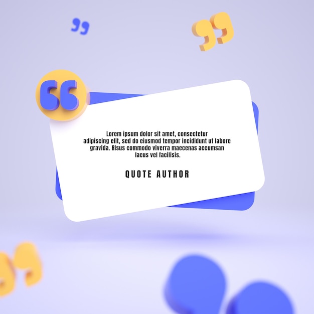 quote testimonial web template design with speech bubble or box and editable text for social media