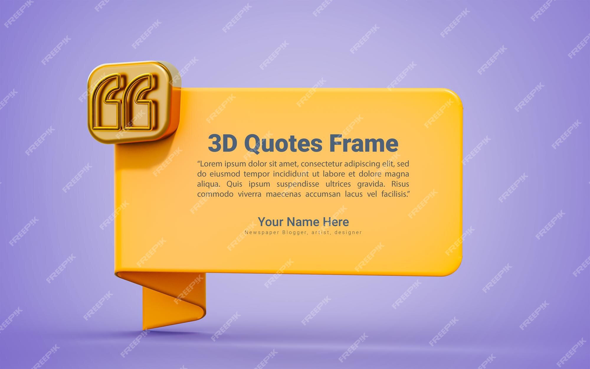 Premium PSD | Quote text box with empty background 3d render concept for  dialog conversation in social media