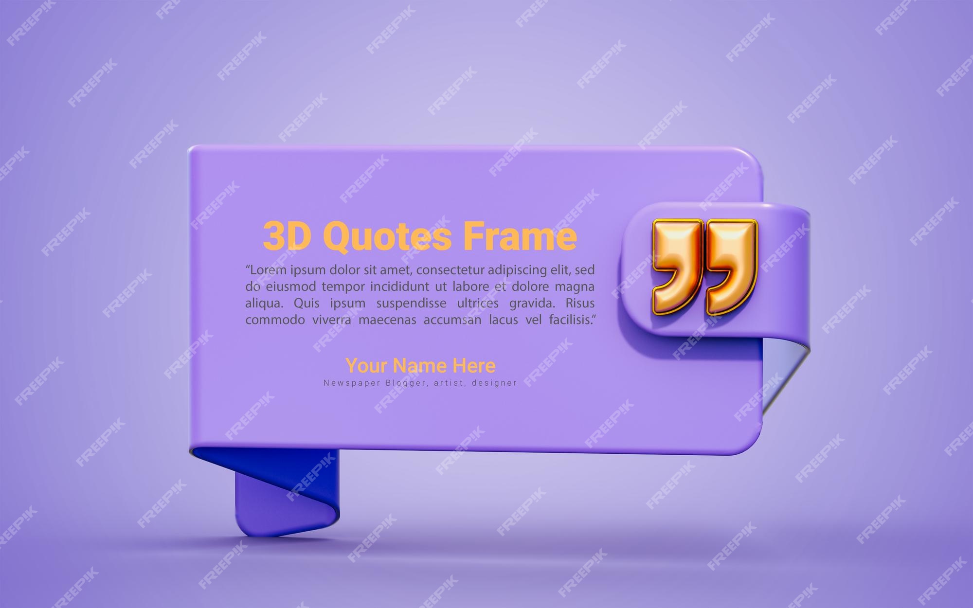 Premium PSD | Quote text box with empty background 3d render concept for  mark mention template frame