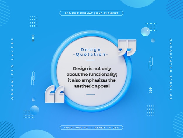 Quotes Frame Box Icon Izolowana ilustracja renderowania 3d