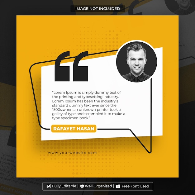 PSD quotes and testimonial social media post template