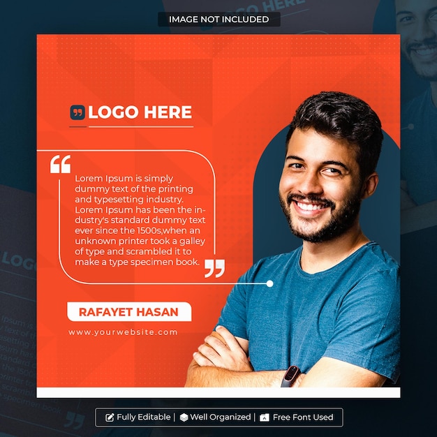 PSD quotes and testimonial social media post template