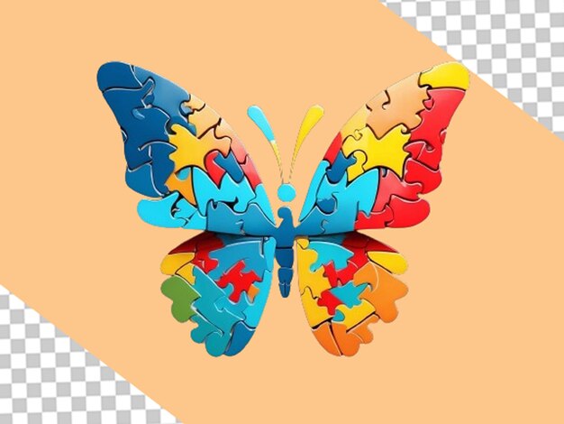 PSD quotfluttering hope pullzz puzzle butterfly for autism awareness pngquot