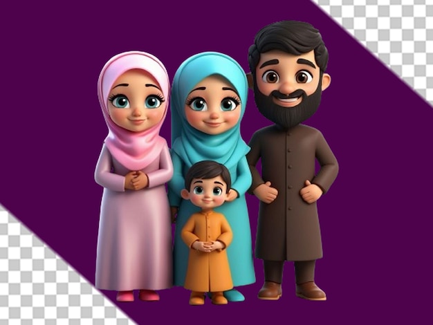 PSD quotlove and laughter wholesome 3d cartoon of a muslim familyquot