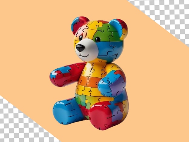 PSD quotrainbow hues of support colorful bear toy for autism day png