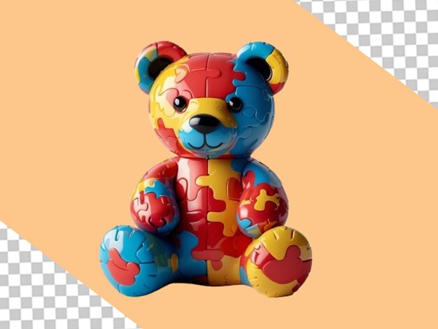 PSD quotrainbow hues of support colorful bear toy for autism day png