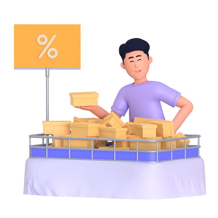 PSD rabat na zakupy produktów commerce ilustracja 3d