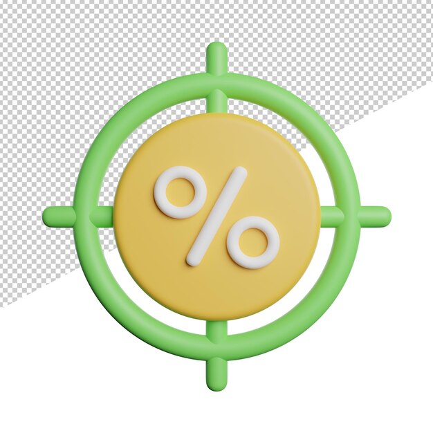 Rabat Sprzedaż Docelowy Widok Z Przodu 3d Renderowania Ikona Ilustracja Na Przezroczystym Tle