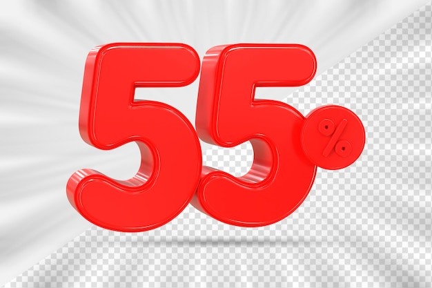 Rabat sprzedaży 3D Numer 55 procent ceny dla koncepcji promocji sprzedaży ze zniżkami według renderowania 3D