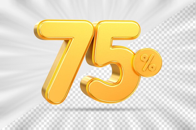 Rabat sprzedaży 3D Numer 75 procent ceny dla koncepcji promocji sprzedaży ze zniżkami według renderowania 3D