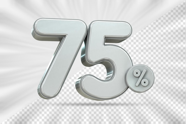Rabat sprzedaży 3d Numer 75 procentowy znaczek cenowy dla koncepcji promocji sprzedaży zniżkowej przez renderowanie 3d