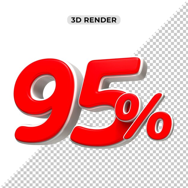 Rabat sprzedaży 3D Numer 95 procentowy tag cenowy dla koncepcji promocji sprzedaży przez renderowanie 3D