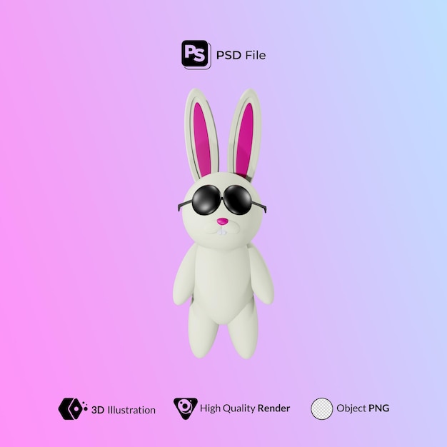 PSD rabbit character 3d illustration