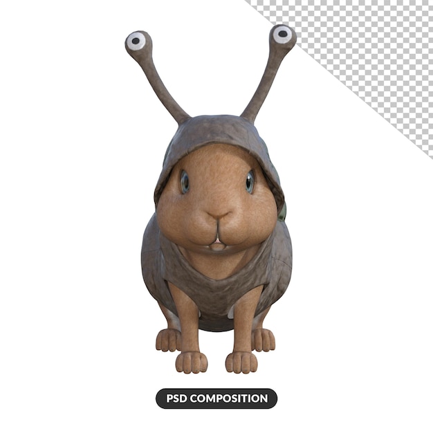 PSD rabbit cute 3d rendering