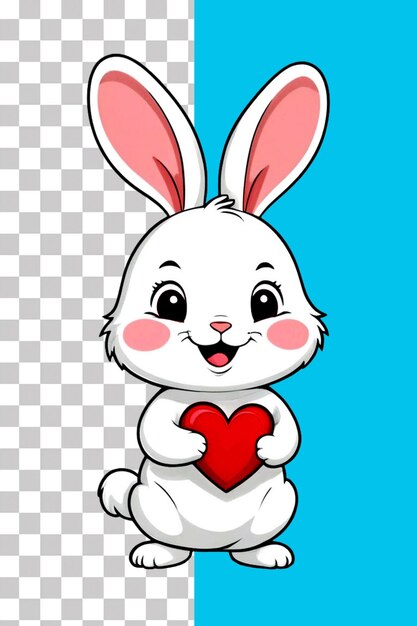 PSD rabbit cute with love heart illustration