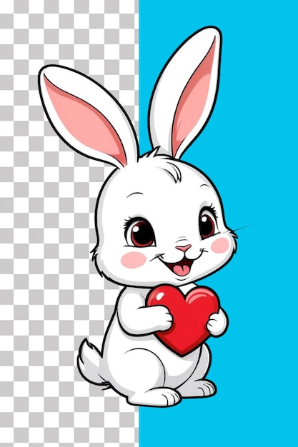 PSD rabbit cute with love heart illustration