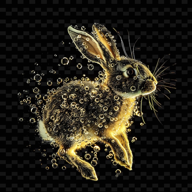 PSD 반이는 페인에서 형성된 토끼 황금 투명 액체 동물 추상 모양 미술 컬렉션