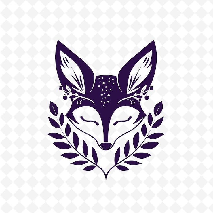 PSD a rabbit head with a floral pattern on a white background