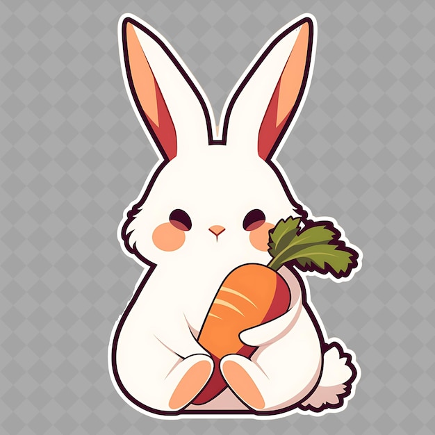 A rabbit holding a carrot with a carrot on it