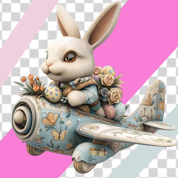 PSD a rabbit holding an easter png greeting greeting card