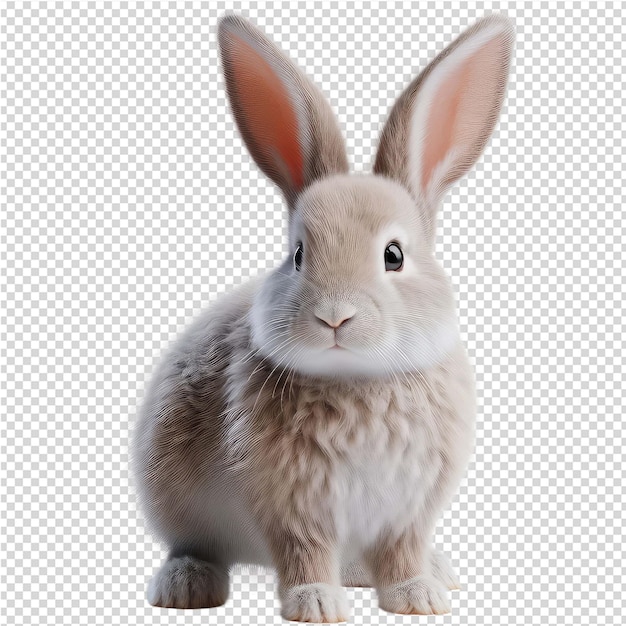 PSD a rabbit is standing in front of a grid with a white background