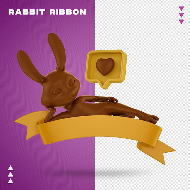 PSD rabbit ribbon design rendering
