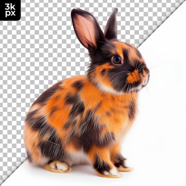 PSD a rabbit that is on a white background with a black and orange face