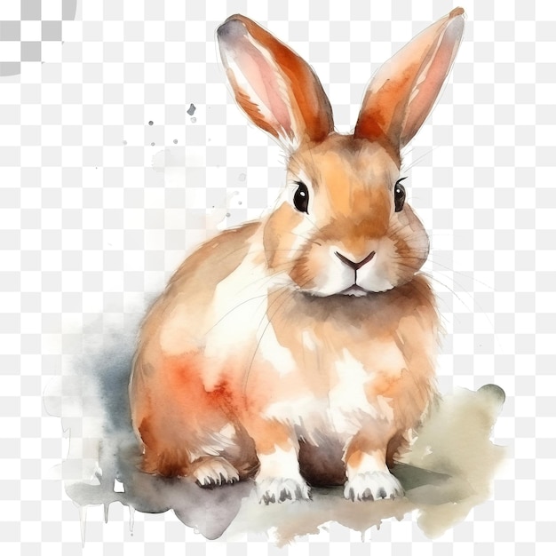 PSD rabbit watercolor transparent background