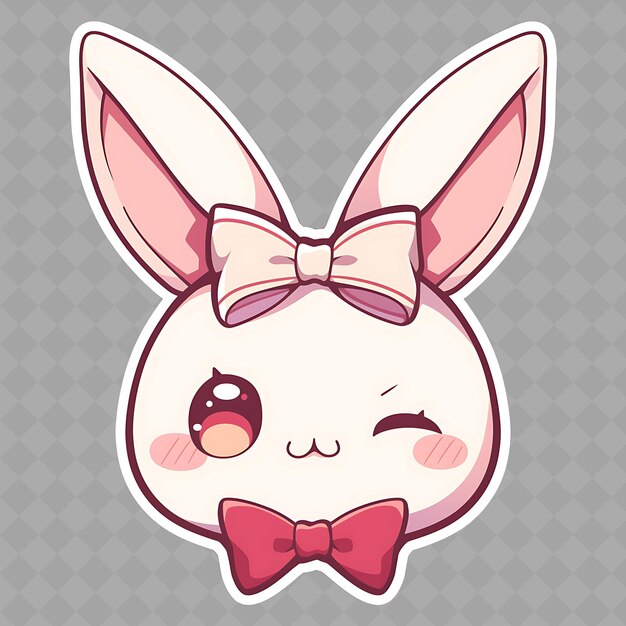 PSD a rabbit with a bow on its head and a pink bow on it