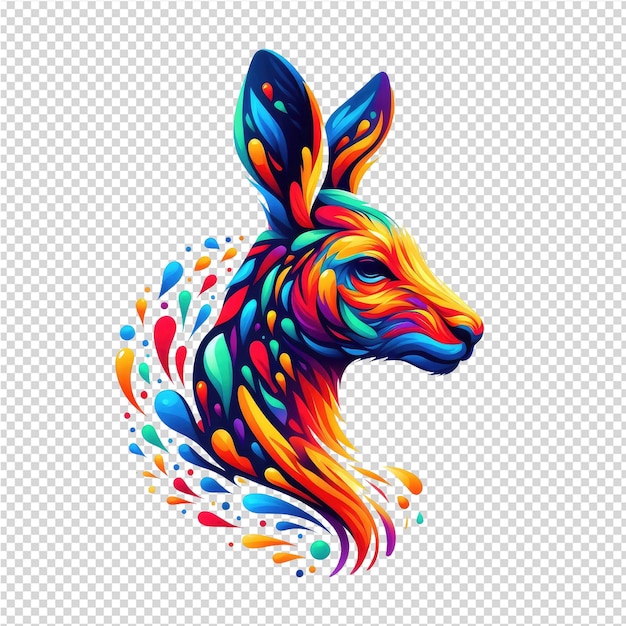 PSD a rabbit with a colorful mane of hair is shown in a colorful illustration