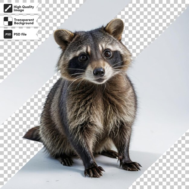 PSD a raccoon that is on a white background with the words raccoon on it