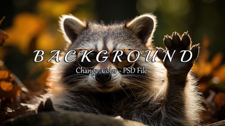 PSD raccoon wearing glasses with paw raised